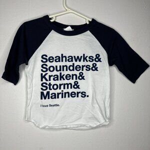 Kid Crush Kids Toddler 2T Seattle Sports Raglan T-Shirt